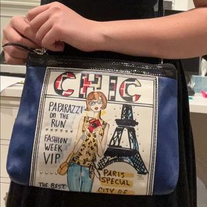 Brighton Fashionista BLU/BLK Leather Studded Crossbody Bag Purse Chic VIP Paris